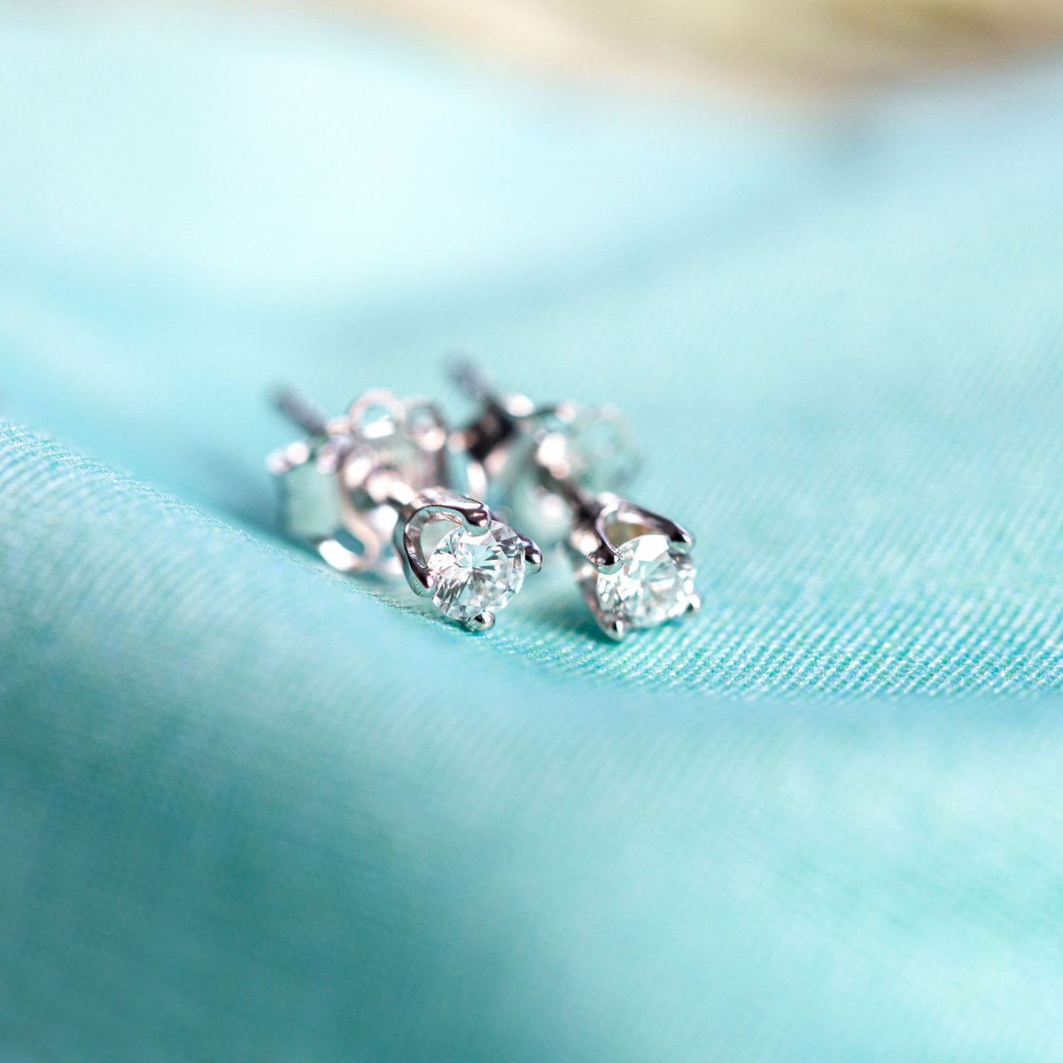 Solitaire Diamond Stud Earrings