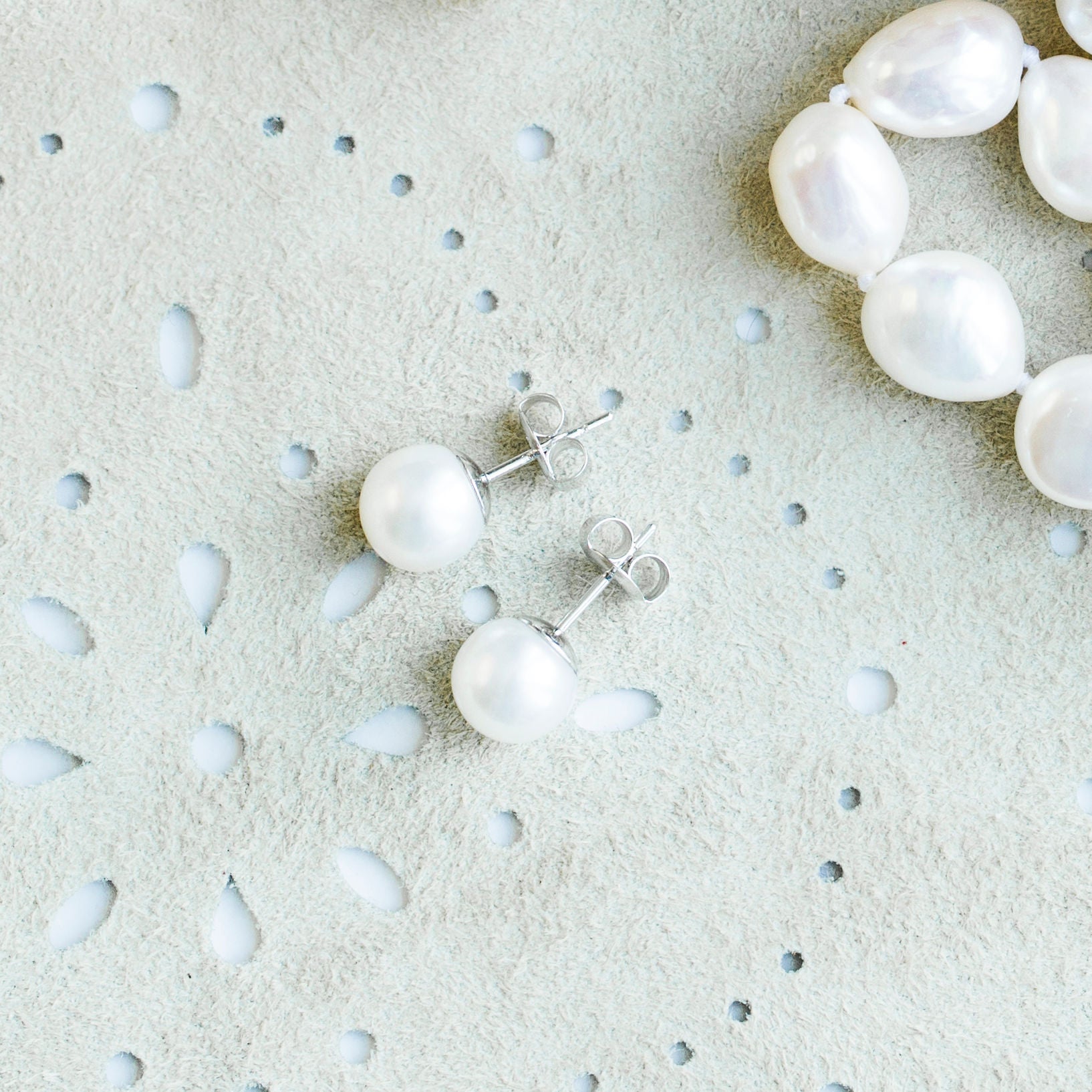 White Freshwater Pearl Earrings