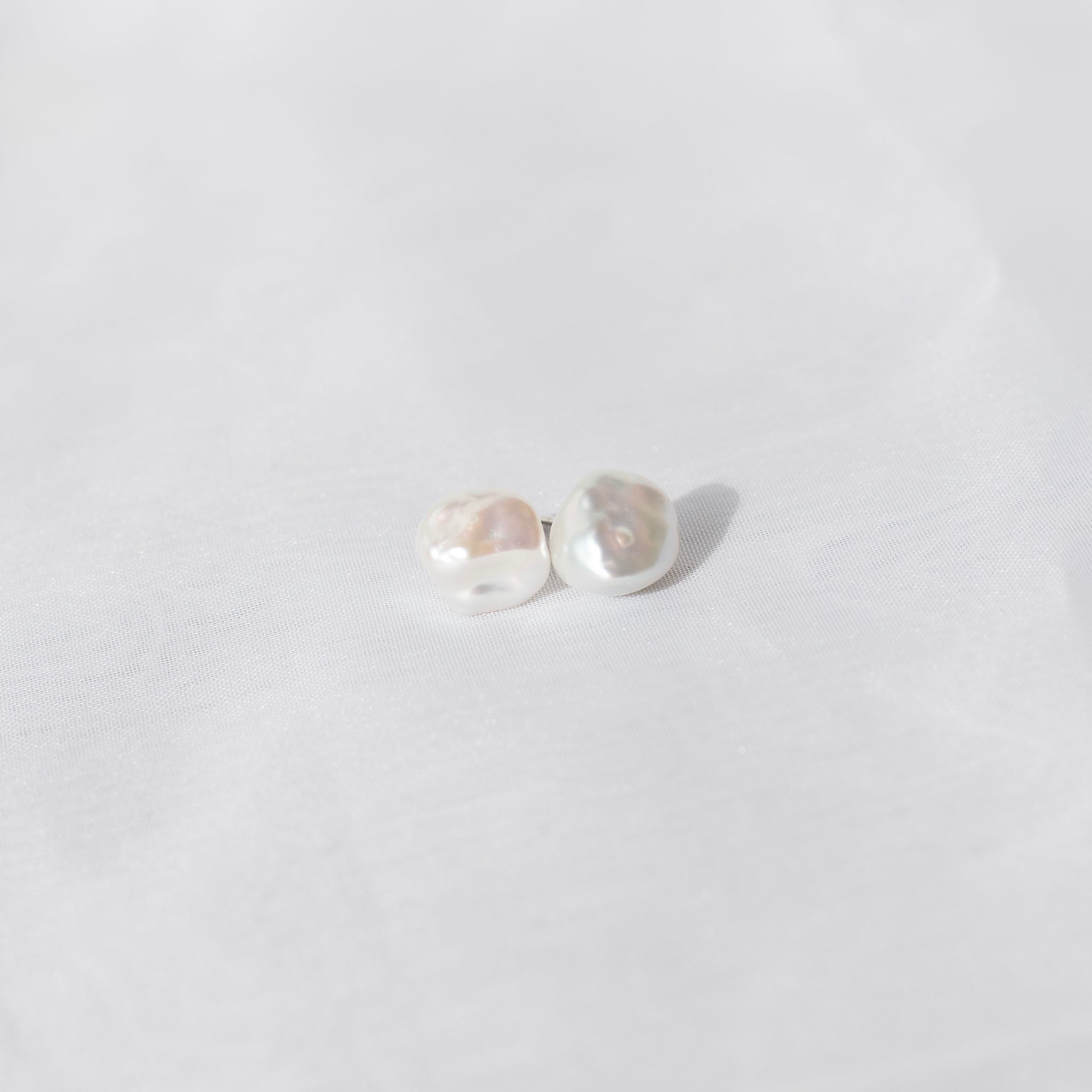 White keshi pearl earrings