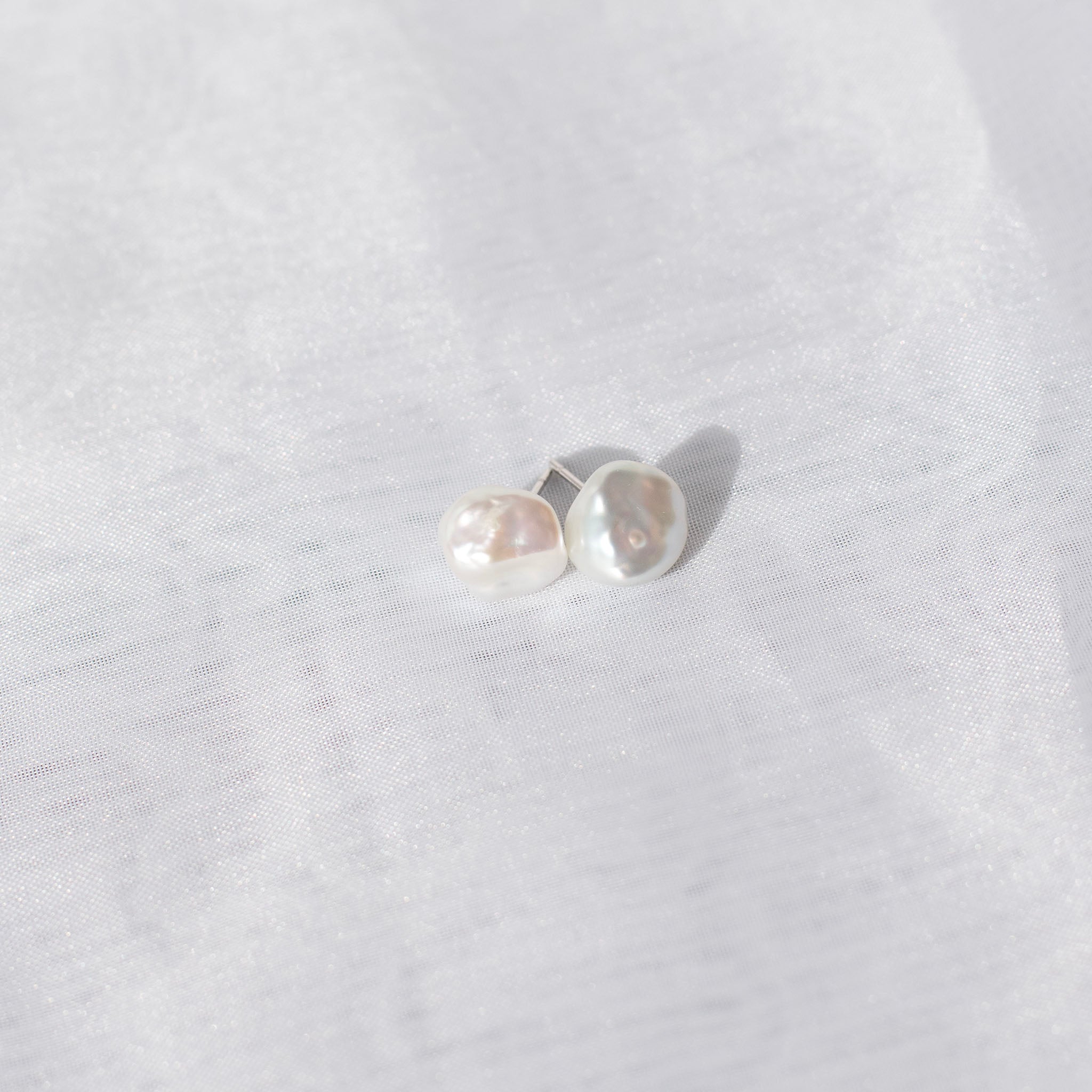 White keshi pearl earrings