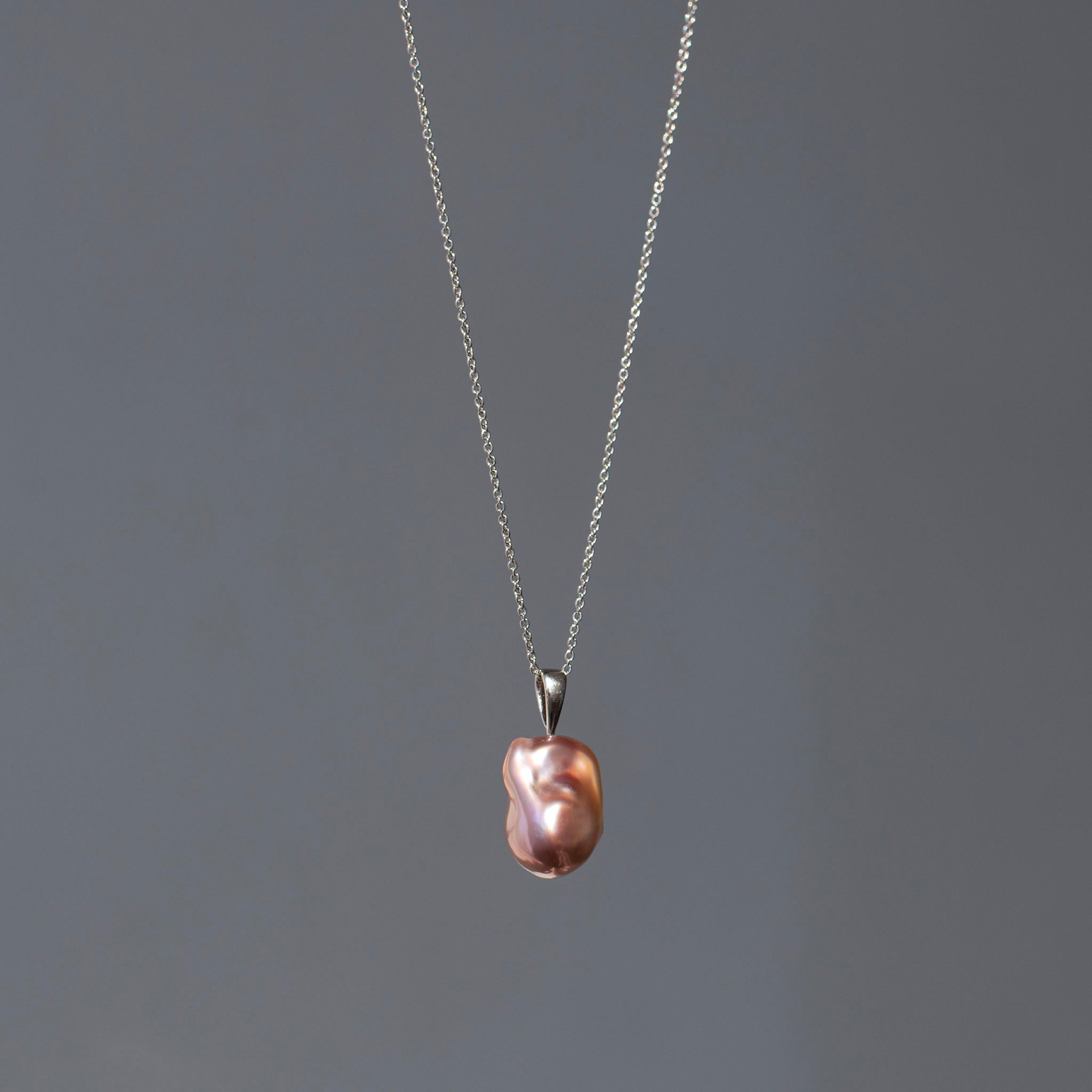 Pink fireball freshwater pearl necklace