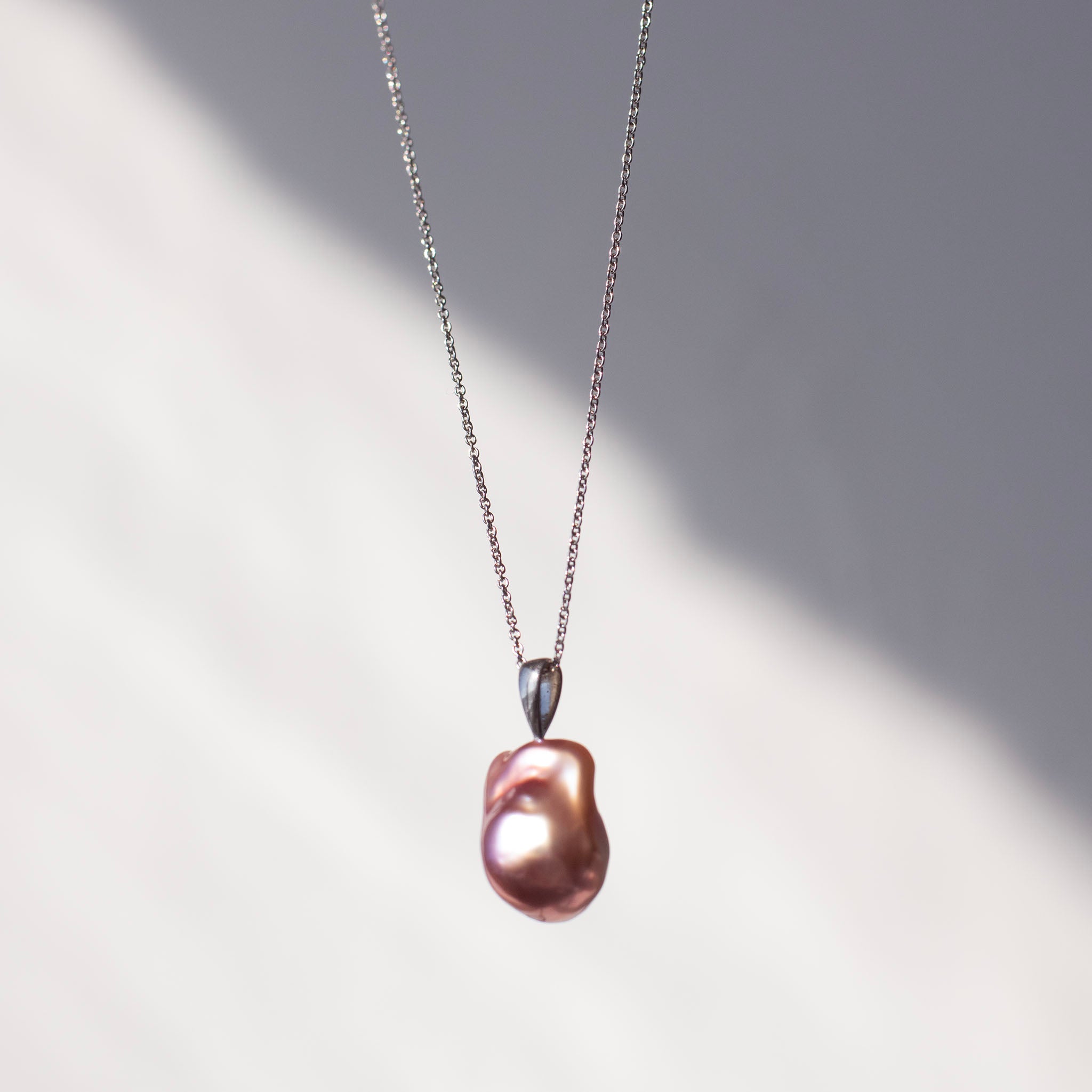 Pink fireball freshwater pearl necklace