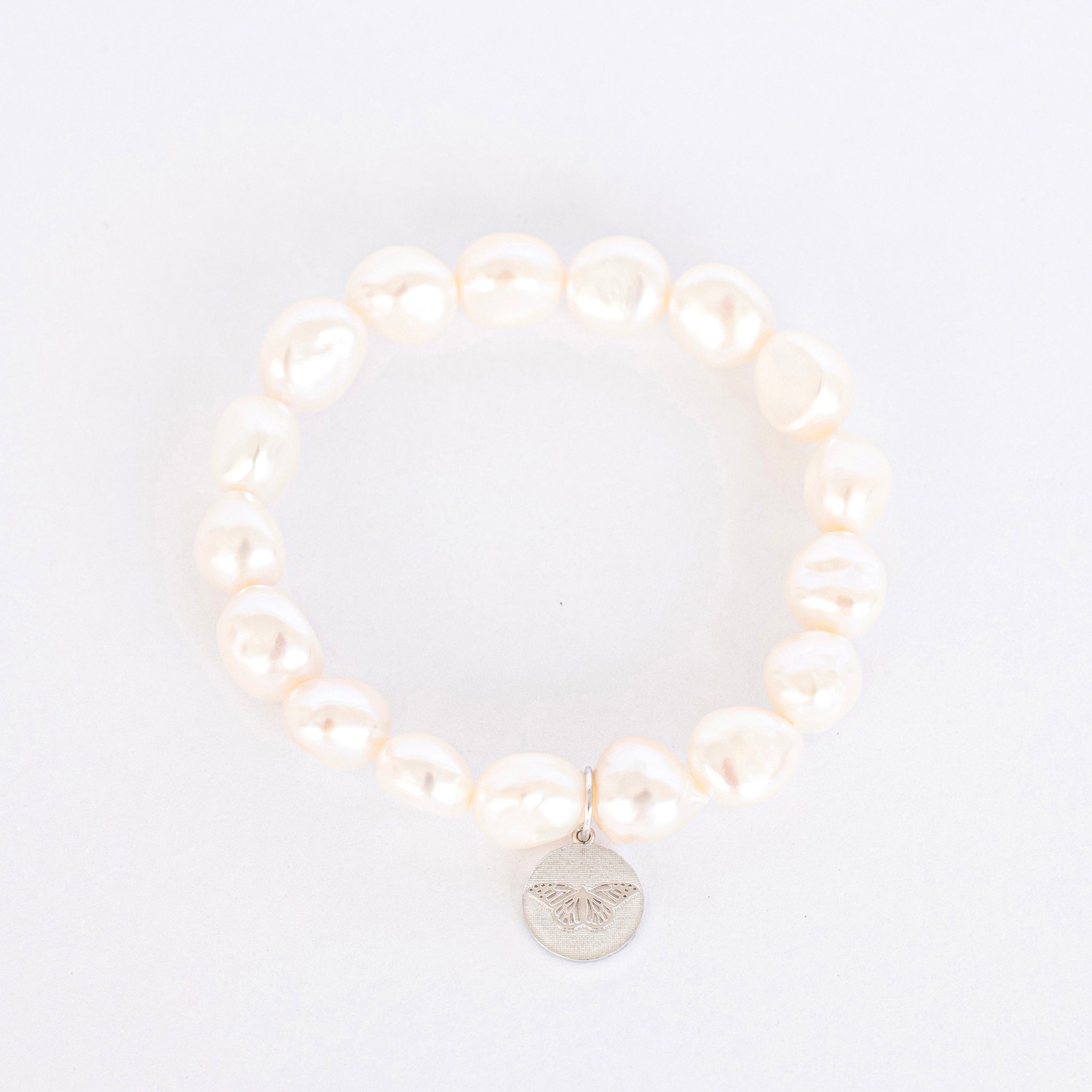 Bracelet Monark de perles d'eau douce baroques blanches