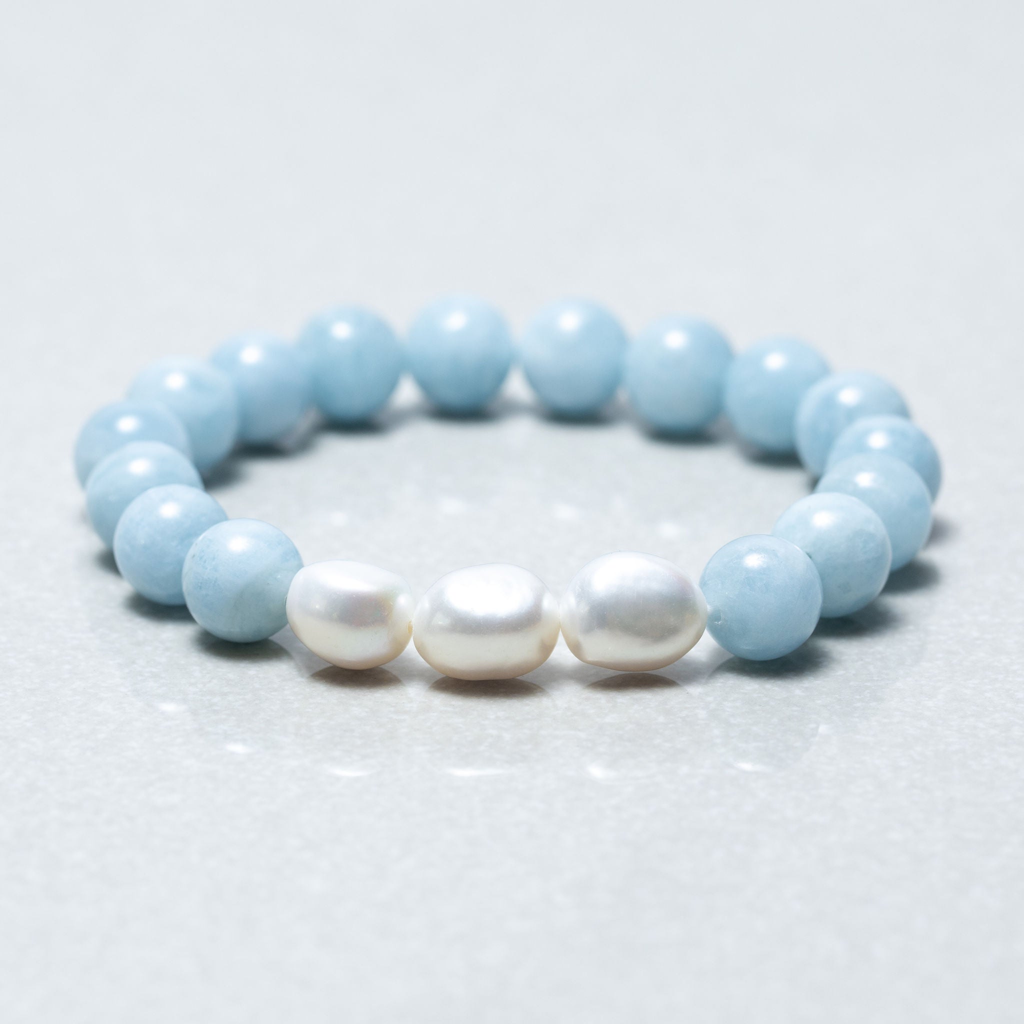 Bracelet d'aigue-marine et de perles d'eau douce