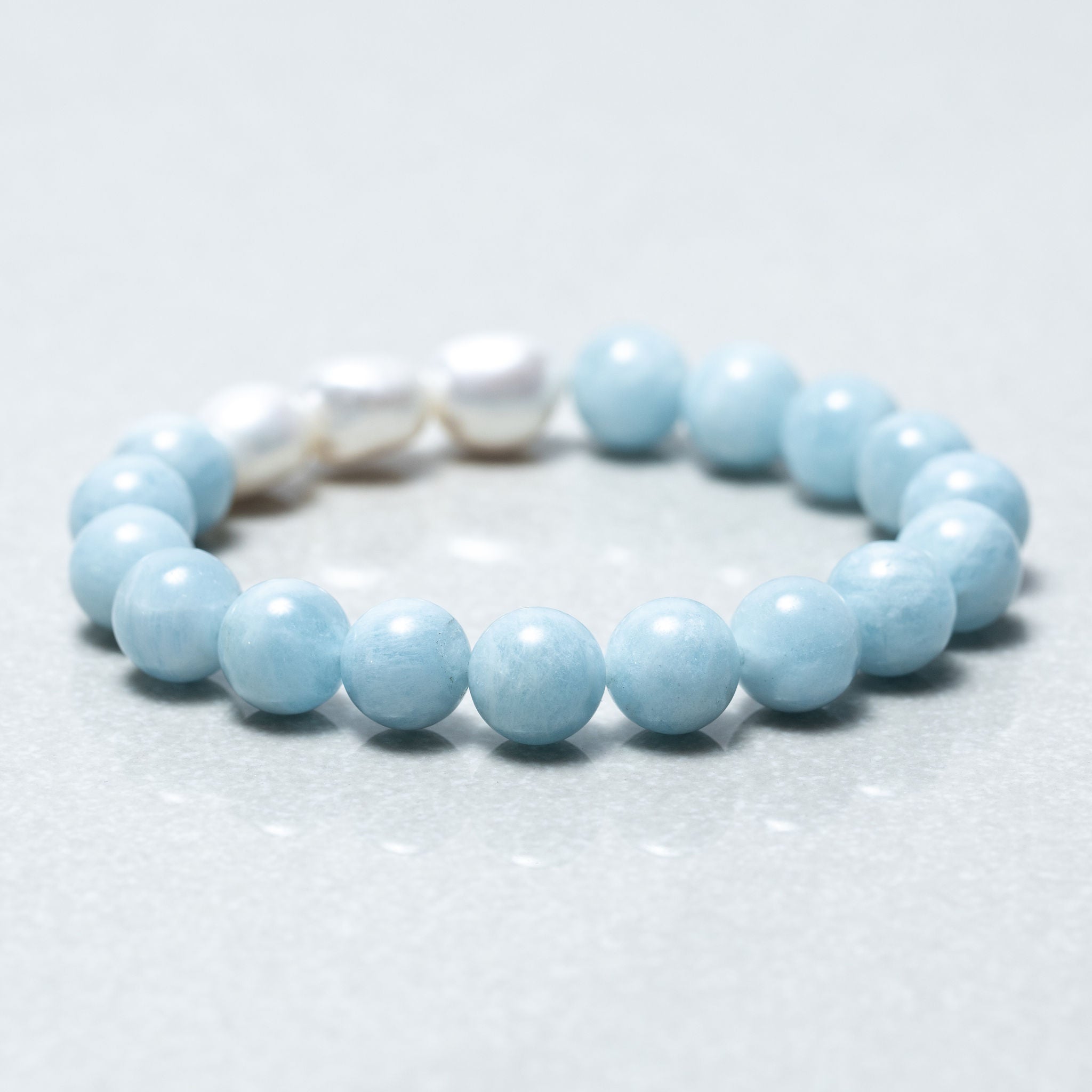 Bracelet d'aigue-marine et de perles d'eau douce