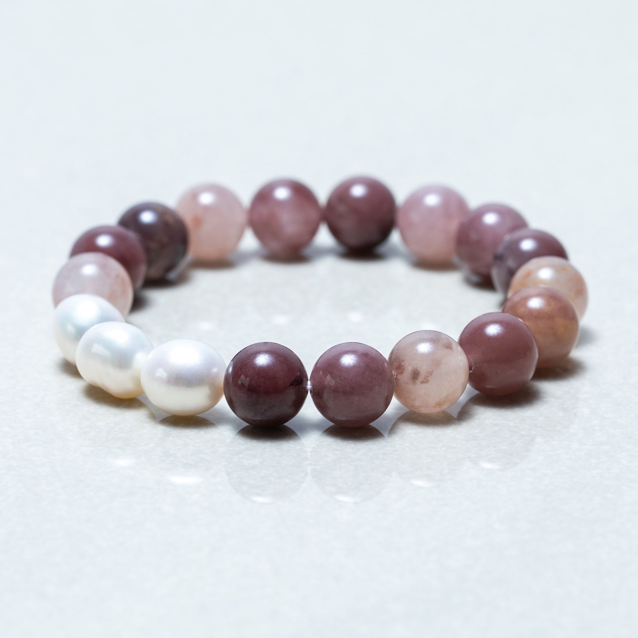 Berry Quartz and Freshwater Pearl Bracelet