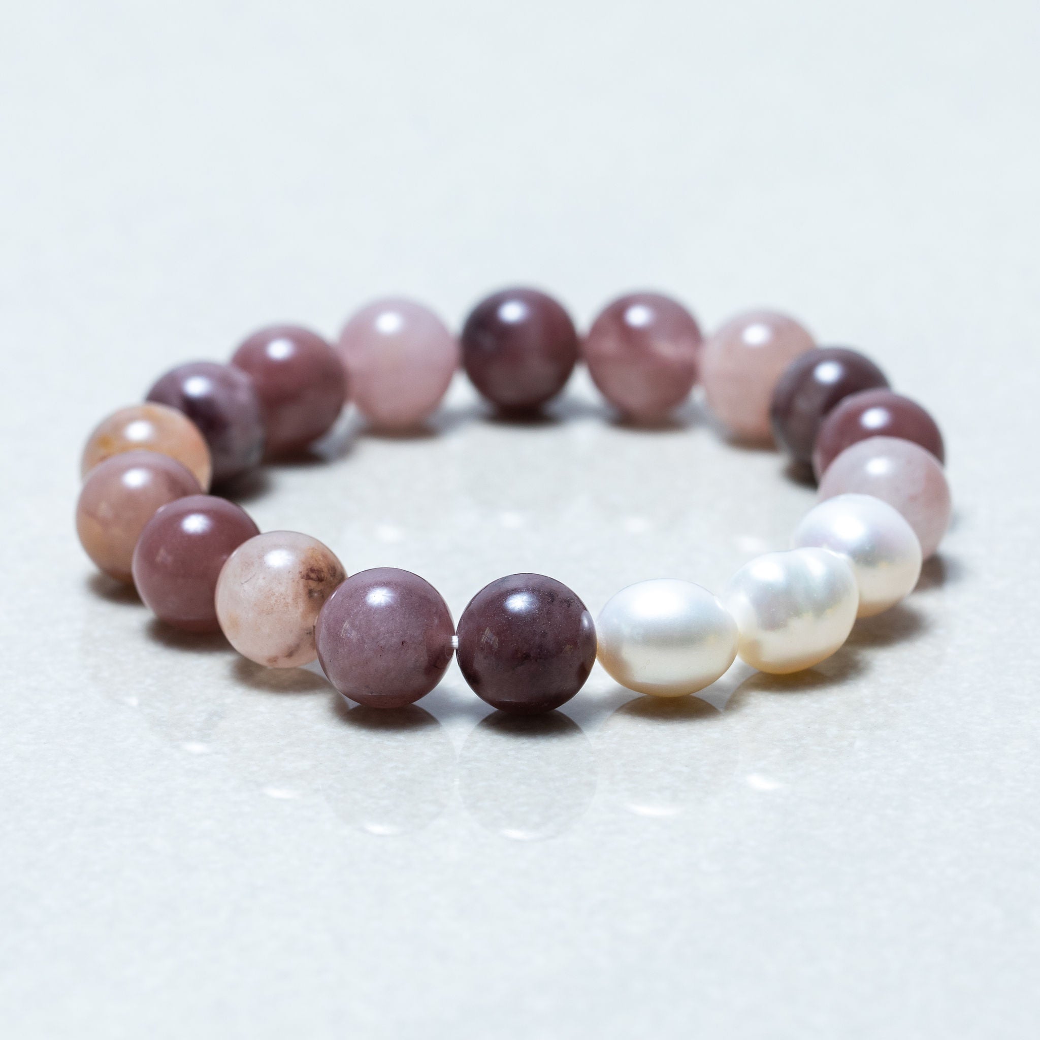 Berry Quartz and Freshwater Pearl Bracelet