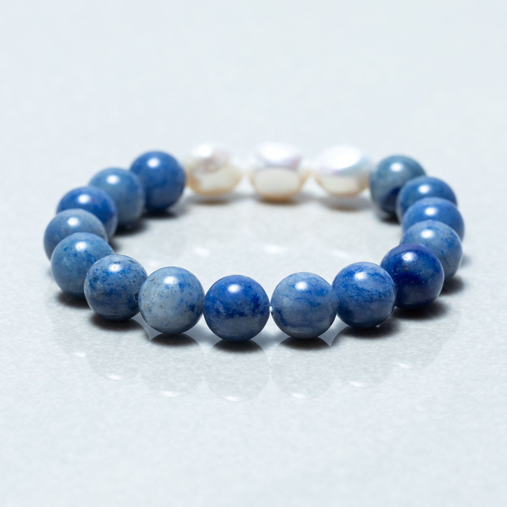 Bracelet d'aventurine bleue et de perles d'eau douce