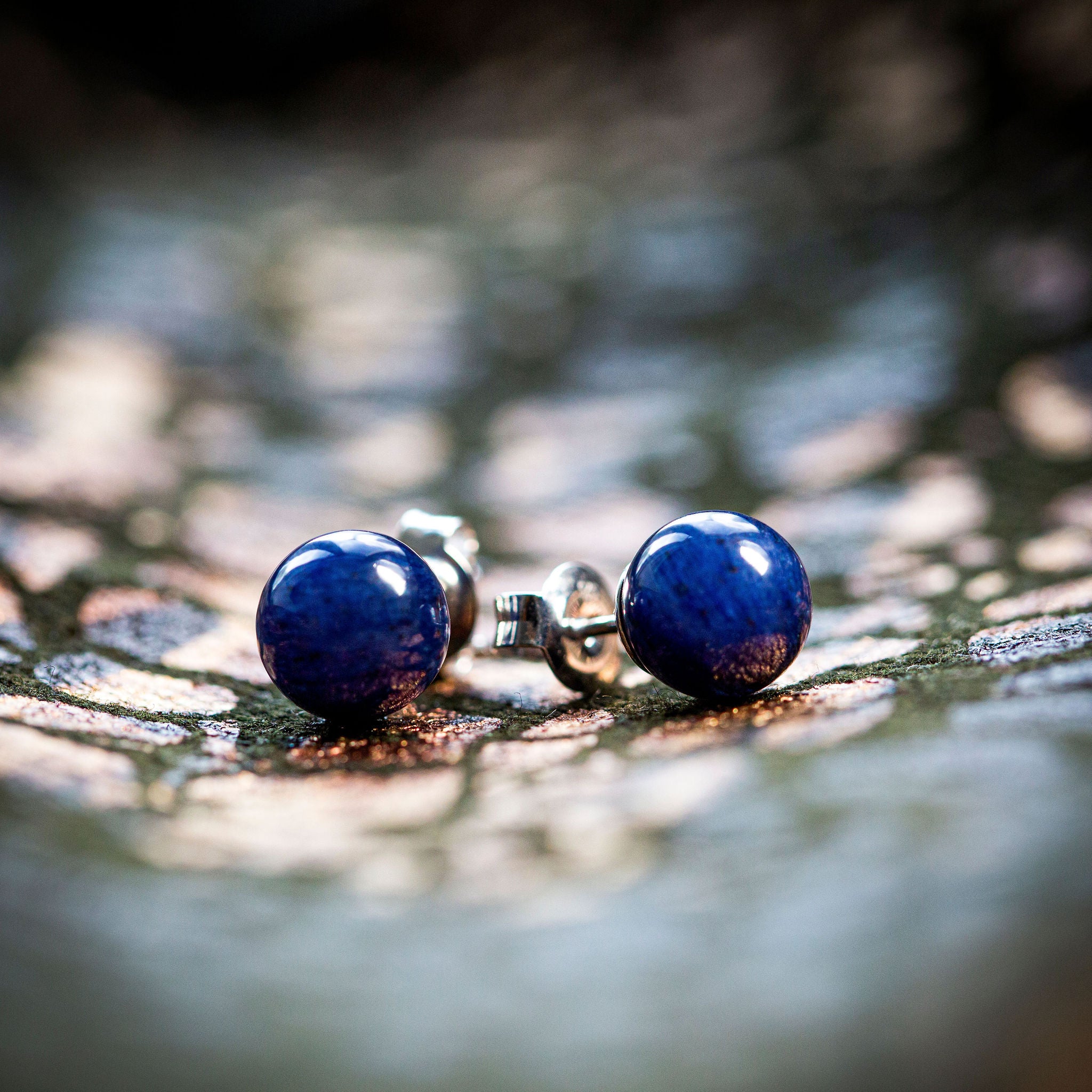 Boucles d'oreilles de quartz bleu