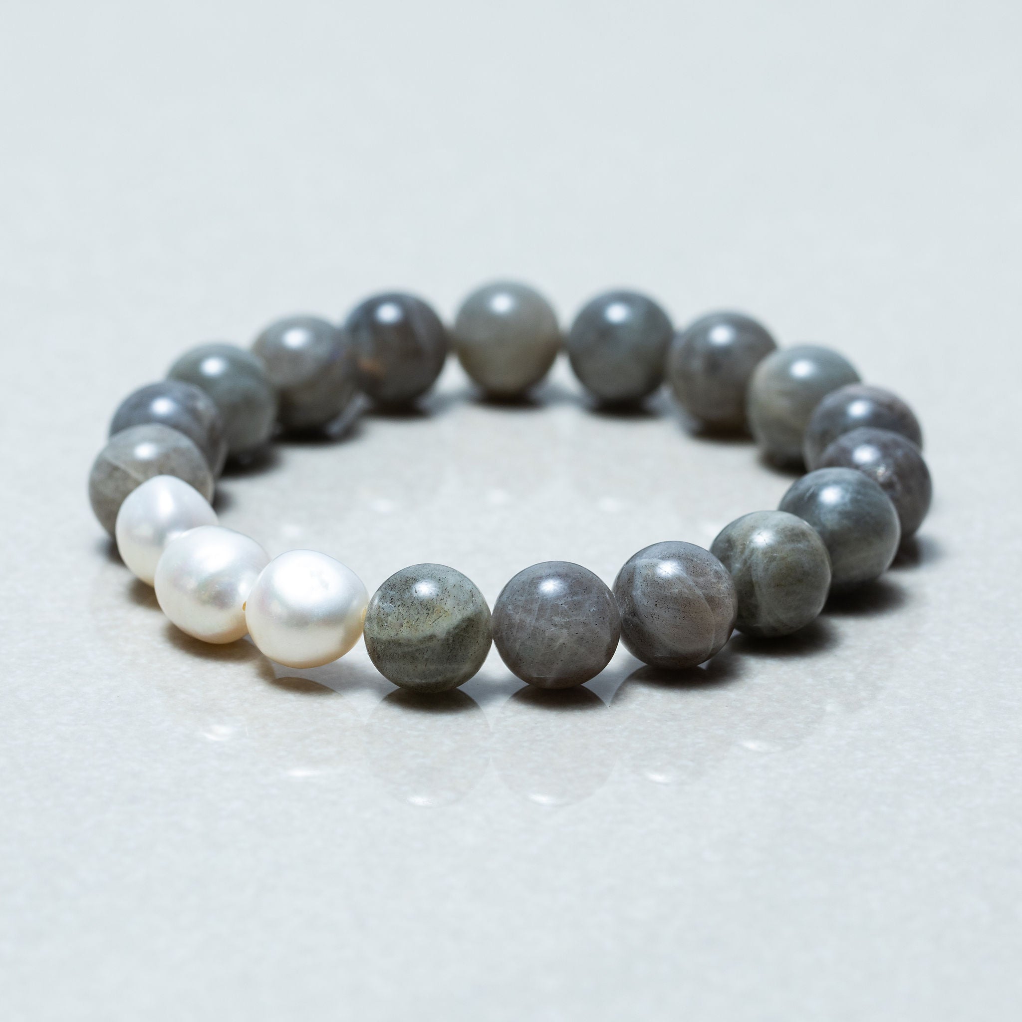 Labradorite and Freshwater Pearl Bracelet