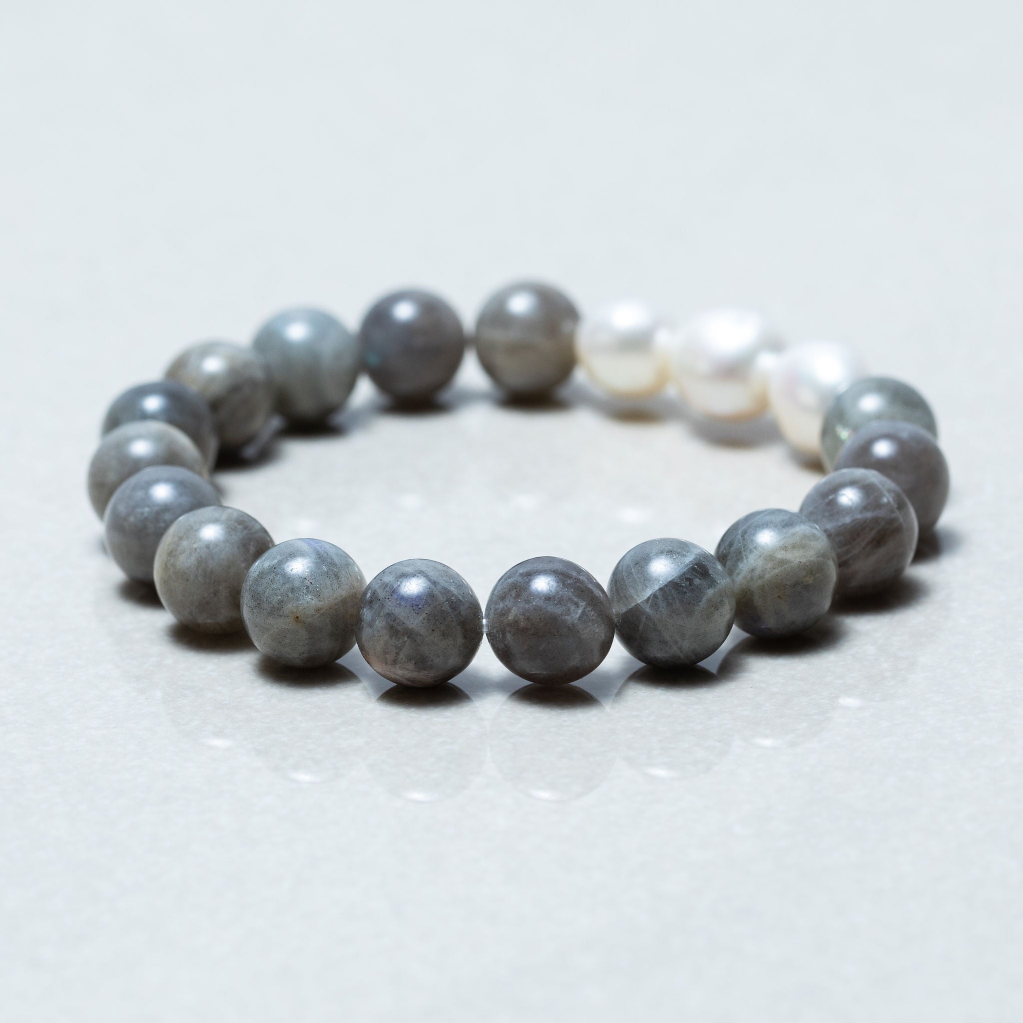 Labradorite and Freshwater Pearl Bracelet