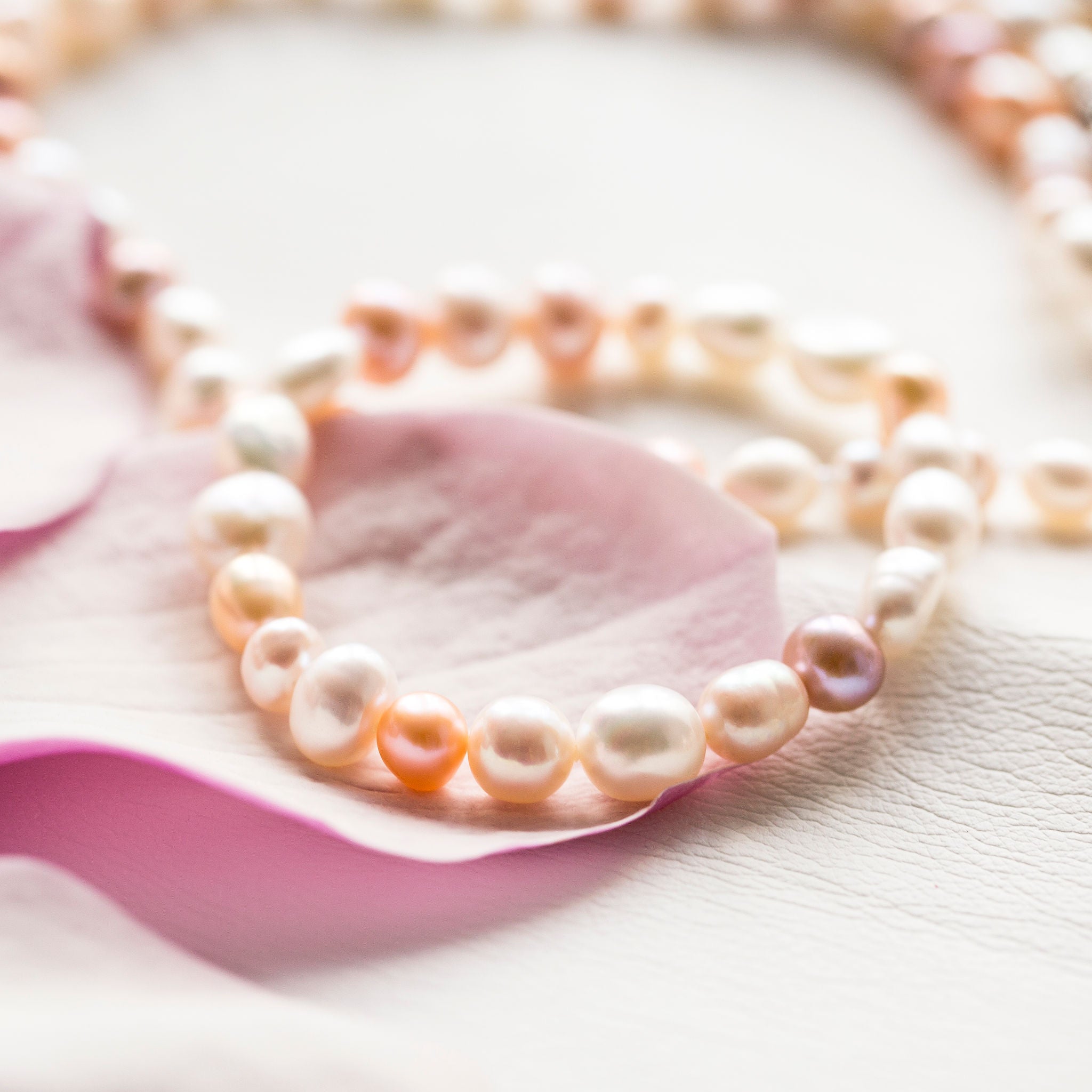 Multi-Pink and White Freshwater Pearl Bracelet