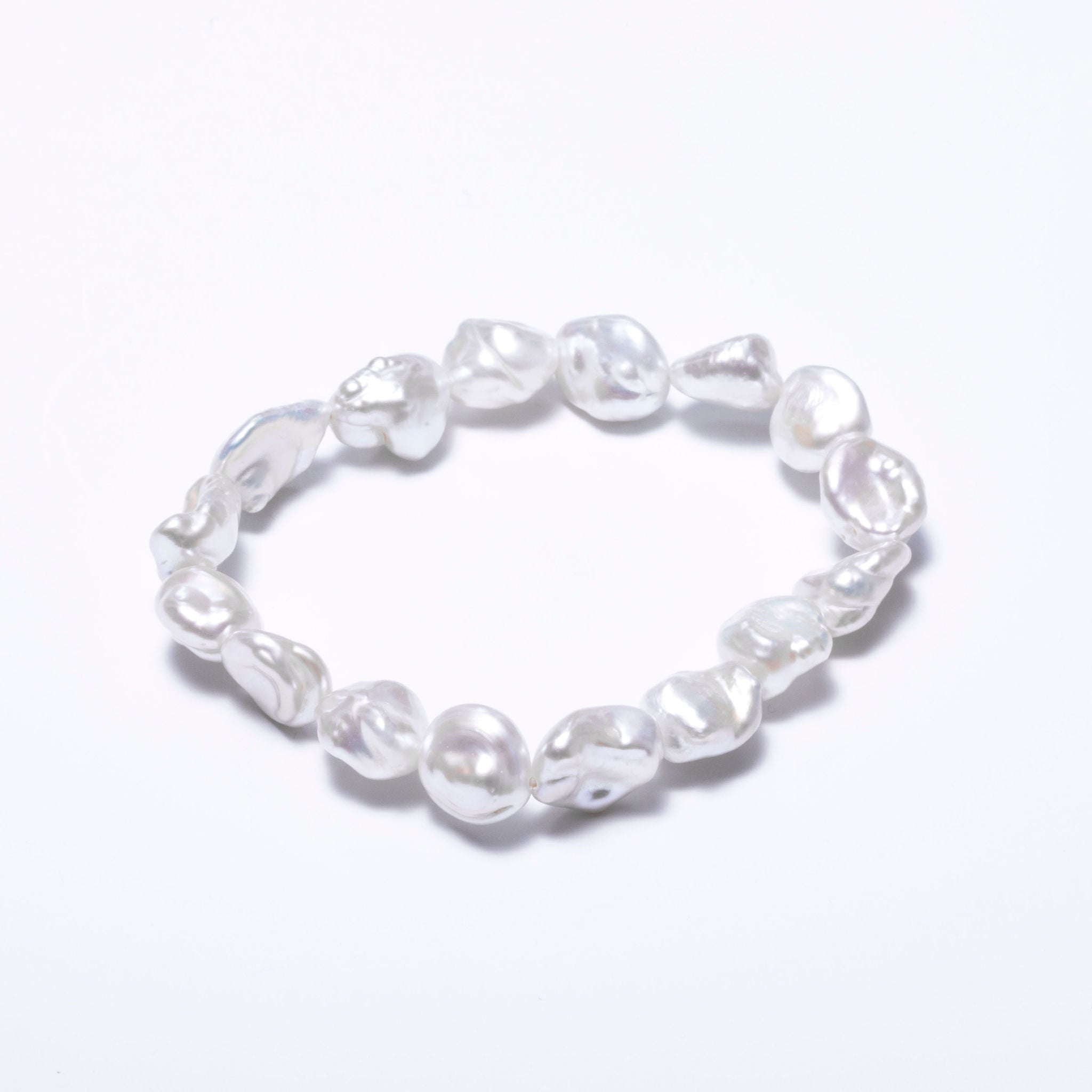 Bracelet de perles d'eau douce baroques blanches