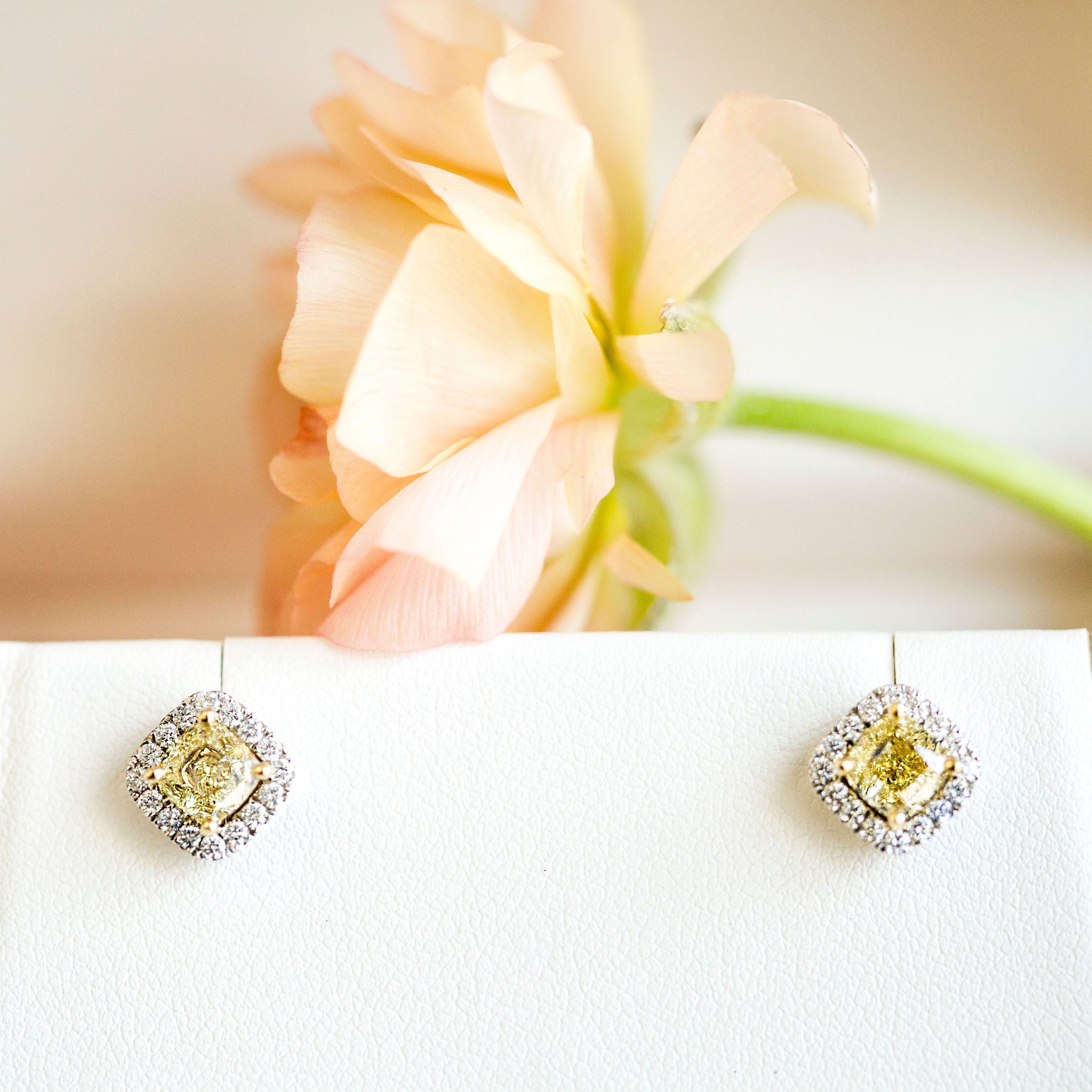 Boucles d'oreilles de diamants jaunes